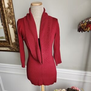 AB Studio crimson drape-neck sweater. Sz M